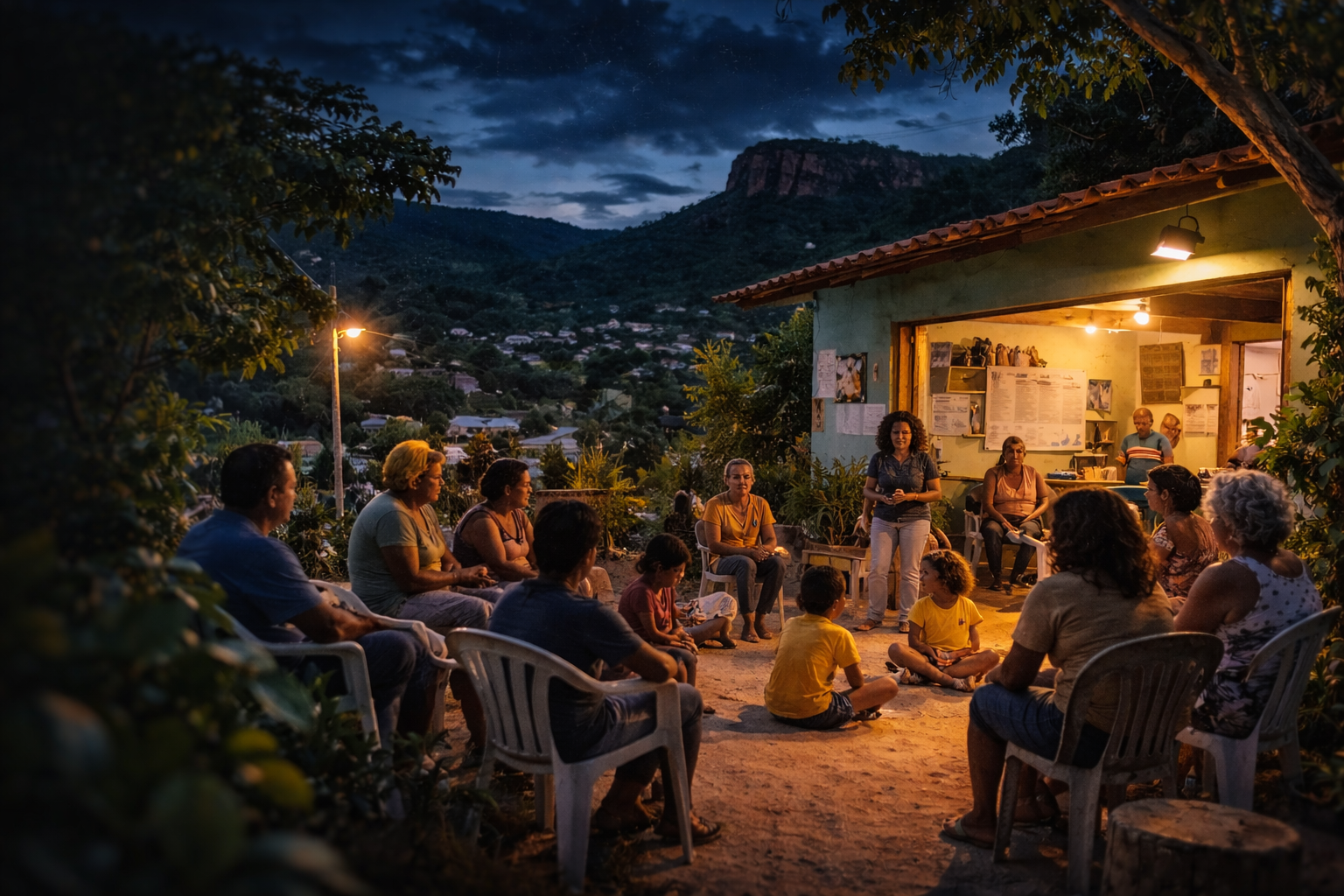 Cena ilustrativa de projetos sociais e redes de cuidado em Piatã