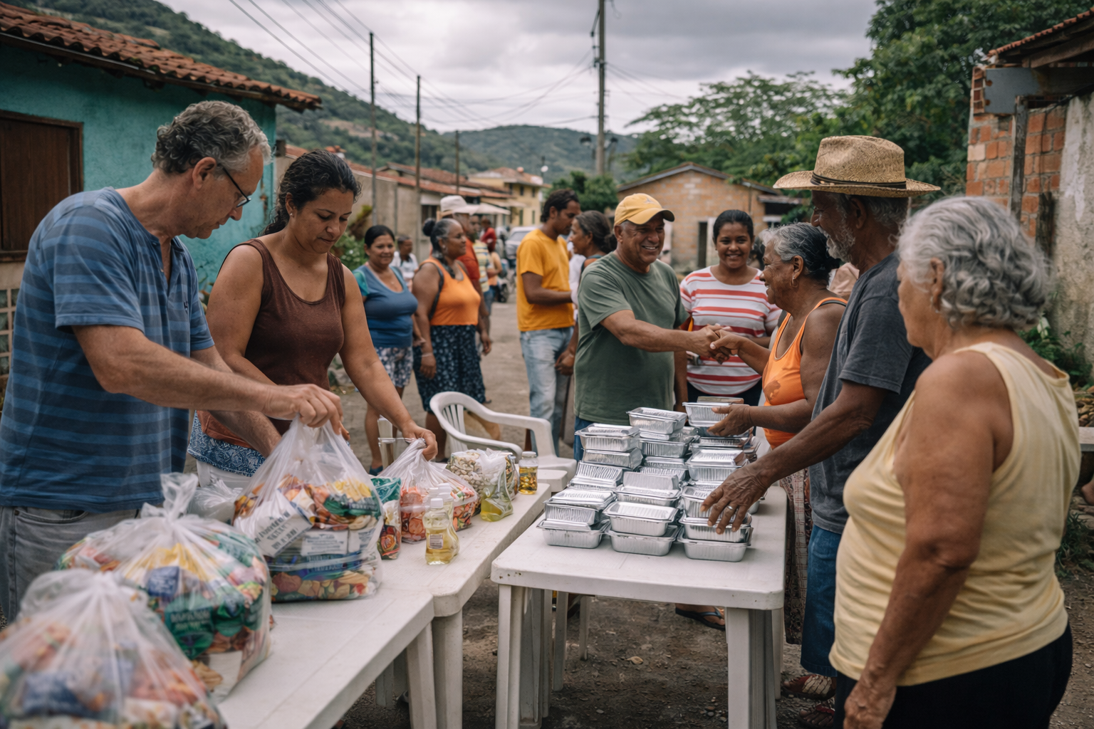 Ilustração de redes de solidariedade e campanhas